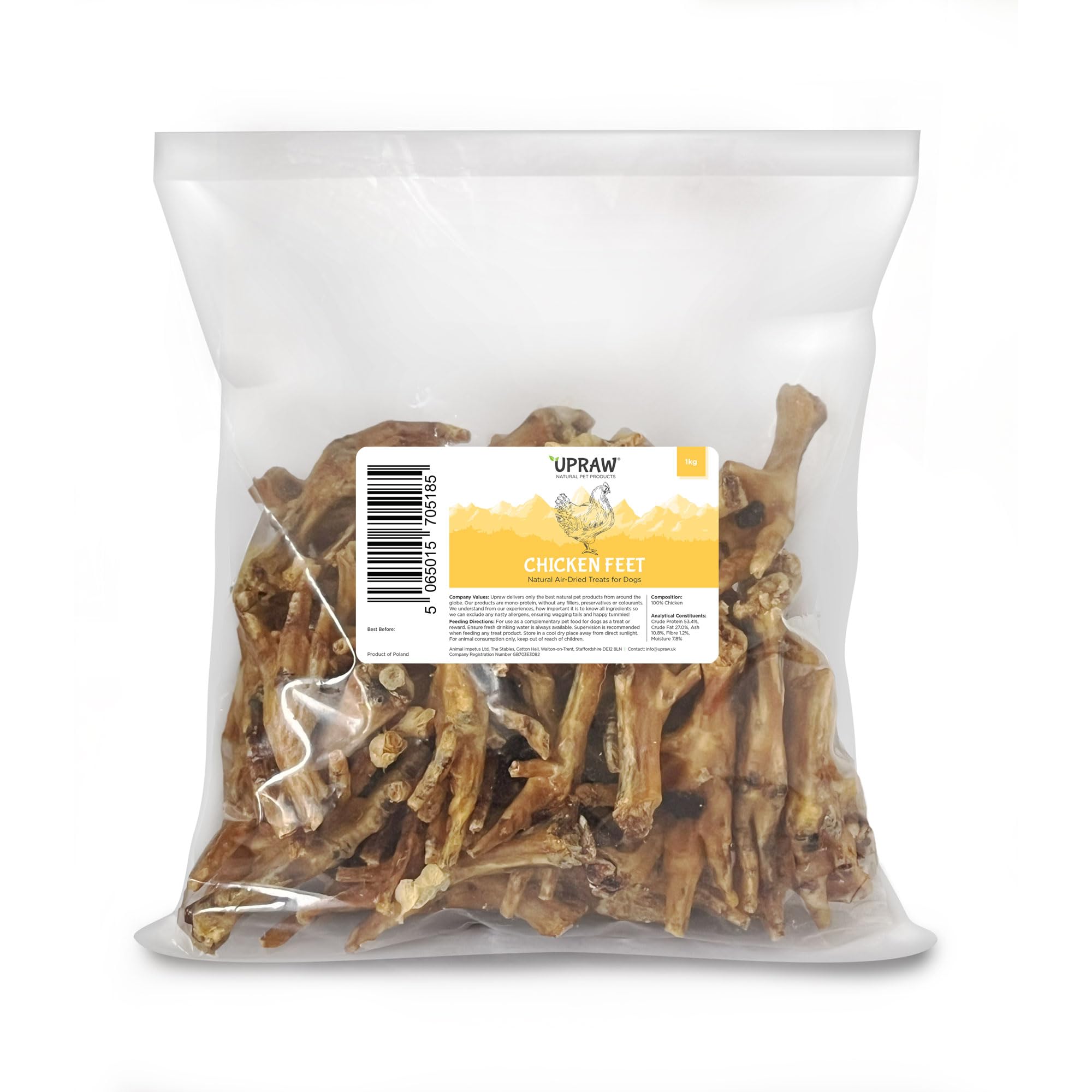 Chicken Feet for Dogs 1kg - 100% Pure Natural Air-Dried Treat for Dogs - Dog Treat for Puppies and Senior