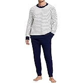 Yimoon Mens Fleece Pajama Set Striped Warm Fluffy Pjs Set Winter Long Sleeve Soft Fuzzy Sleepwear