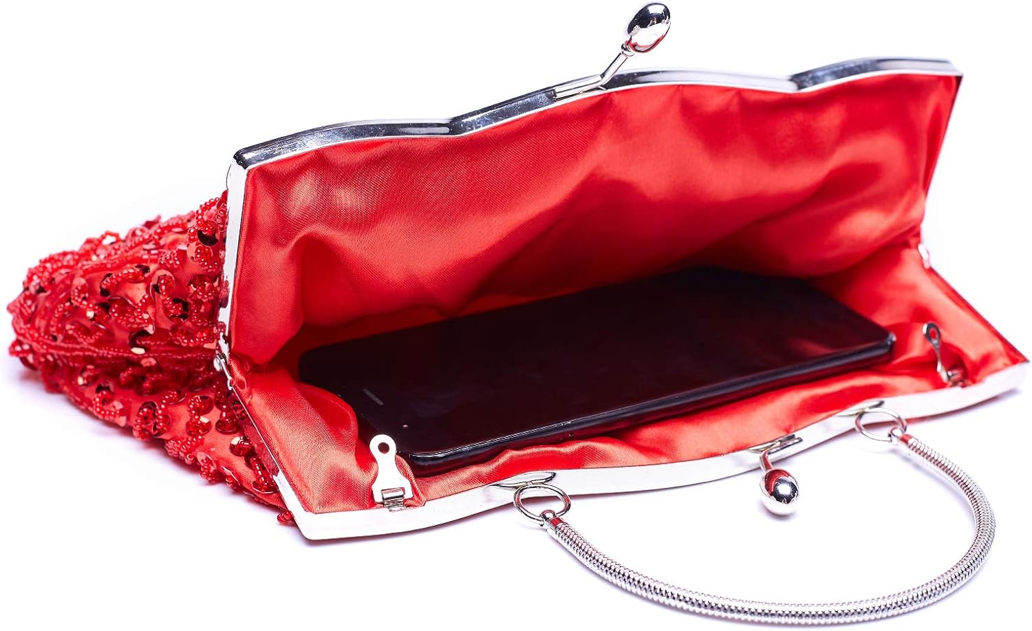 VENI MASEE Clutch Evening Bag Handbag Collection Antique Floral Seed/Bead/Sequin Soft Clutch Bag - Image 5