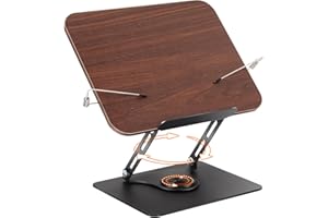 TIAGOWELL Book Stand for Reading, Adjustable Book Stand Holder with 360° Swivel Base, Foldable Desktop Textbook Stand with Elastic Page Clips, Ideal for Recipe, Tablet, Hands Free