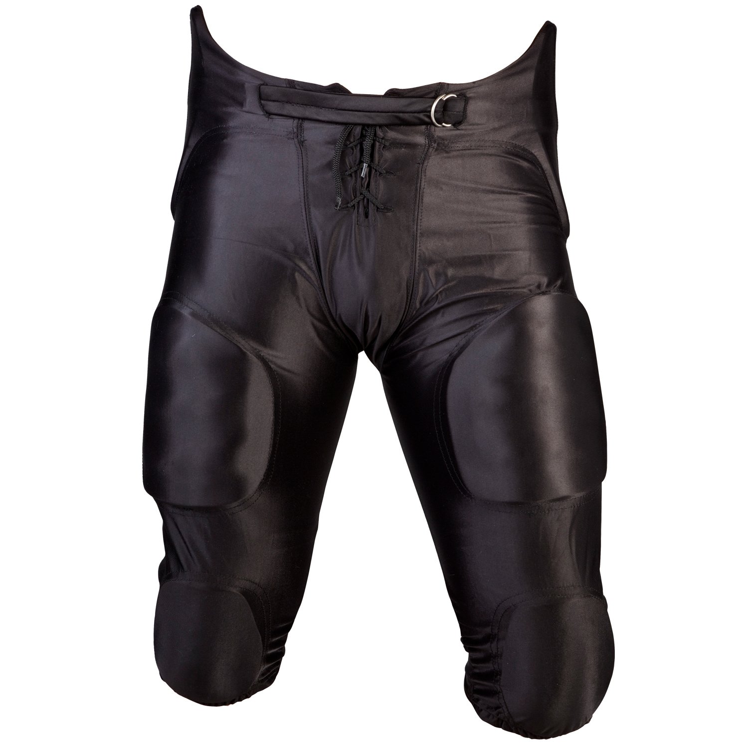 Cramer Pantalones de juego de fútbol para adultos, 7 almohadillas con cadera, coxis, muslo y rodilleras, equipo de fútbol juvenil, acolchado de cadera de talle alto para protección de la cresta ilíaca, diseñado para alto impacto, negro, adulto XL