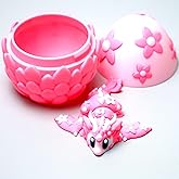 LUYUCUBE Colourful 3D Printed Dragon Egg,Little Dragon Inside Egg,Flexible Realistic Articulated Animal Fidget Toys,Mystery Figurines Gifts,Executive Desk Décor and Festival Collectible (Sakura)
