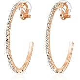 YOQUCOL 4.3CM(1.7in) Clip On Hoop Earrings Cubic Zirconia Non Pierced Ears Hoops for Women