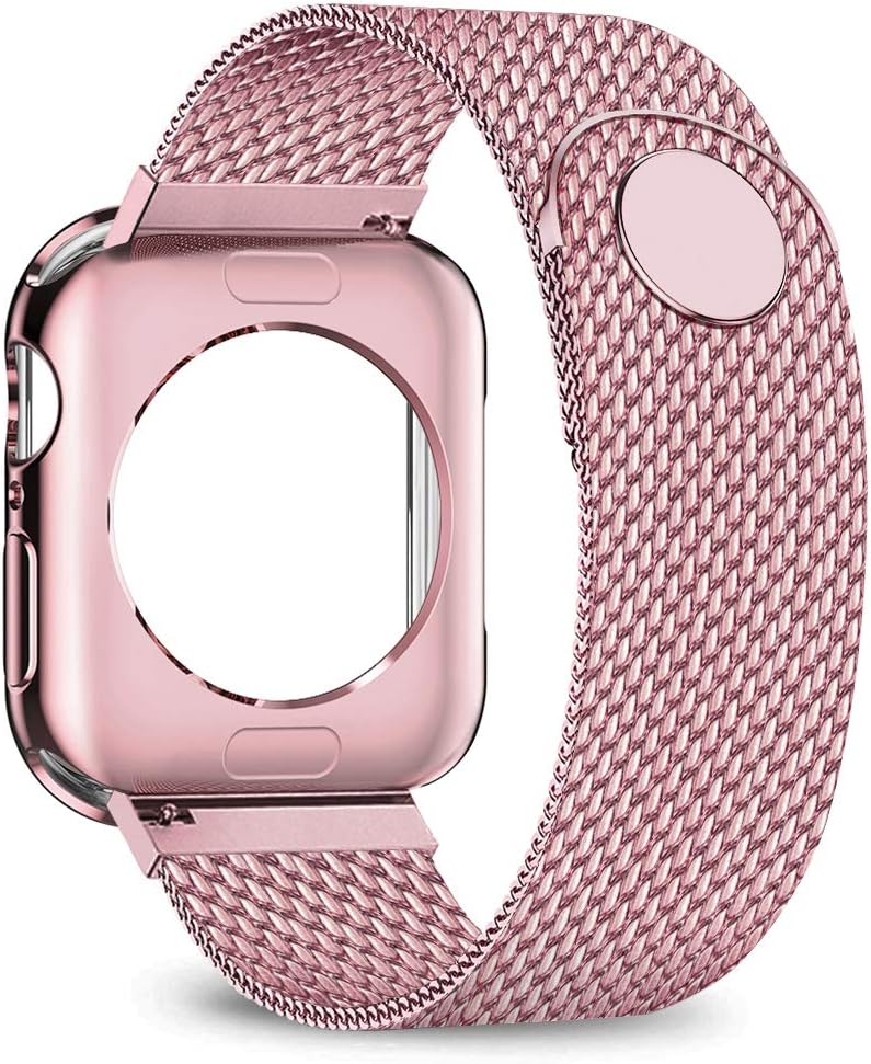 jwacct Compatible for Apple Watch Band with Screen Protector 38mm 40mm 42mm 44mm, Soft TPU Frame Case Cover Bumper Compatible for iwatch Series 1/2/3/4/5