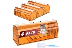WANQUEEN 4 Pack Humane Mouse Traps No Kill, Live Mouse Traps Indoor, Reusable Small Mice Trap Catcher for House & Outdoors