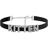 Sacina Gothic Punk Cute Letter Choker, Black Black PU Leather Choker Collar, Gothic Necklace, Goth Jewelry, Halloween Christmas Jewelry Gift