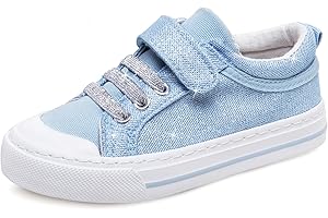 Toandon Toddler Kids Sneakers Glitter Walking Shoes with Hoop and Loop Age 1.5-7