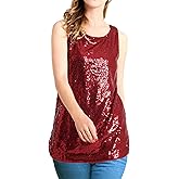 HENLY Women's Sequin Tops Sleeveless Sparkle Sequin Tank Top Shimmer Vest Glitter Camisole