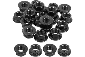 uxcell M10x1.25mm Serrated Flange Hex Lock Nuts, 20Pcs 304 Stainless Steel Non-Slip Metric Hexagon Flange Nut, Full Thread, B