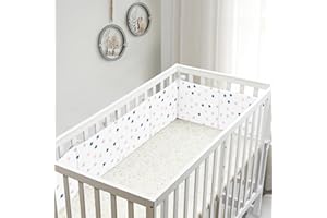 YUZEFI 6Pcs Anti-Collision Mesh Liner for Bed, 11.8” X 9.85” Upholstered Cushioned Pads Soft Padding for Sides Padded Covers (Star, 6pc-Only 2 Sides for Cribs)