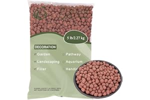 Ausluru 5LB LECA Explanded Clay Pebbles, 14-16mm Lightweight Clay Aggregate for Hydroponic Growing, Premium Grow Media for Orchids, Aquaponics Plants and Horticultural Drainage, Natural