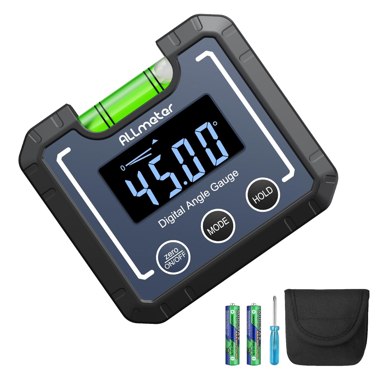 ALLmeter Digital Angle Finder Gauge Level 0-360°(4 * 90°) Digital Angle Gauge Inclinometer Protractor with V-Groove Magnetic Base Measurement Tool for Carpentry Building Home Table Saw