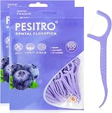 Hemiks 200 Pcs Dental Floss Floss Sticks 2 in 1 Toothpick Interdental Purple