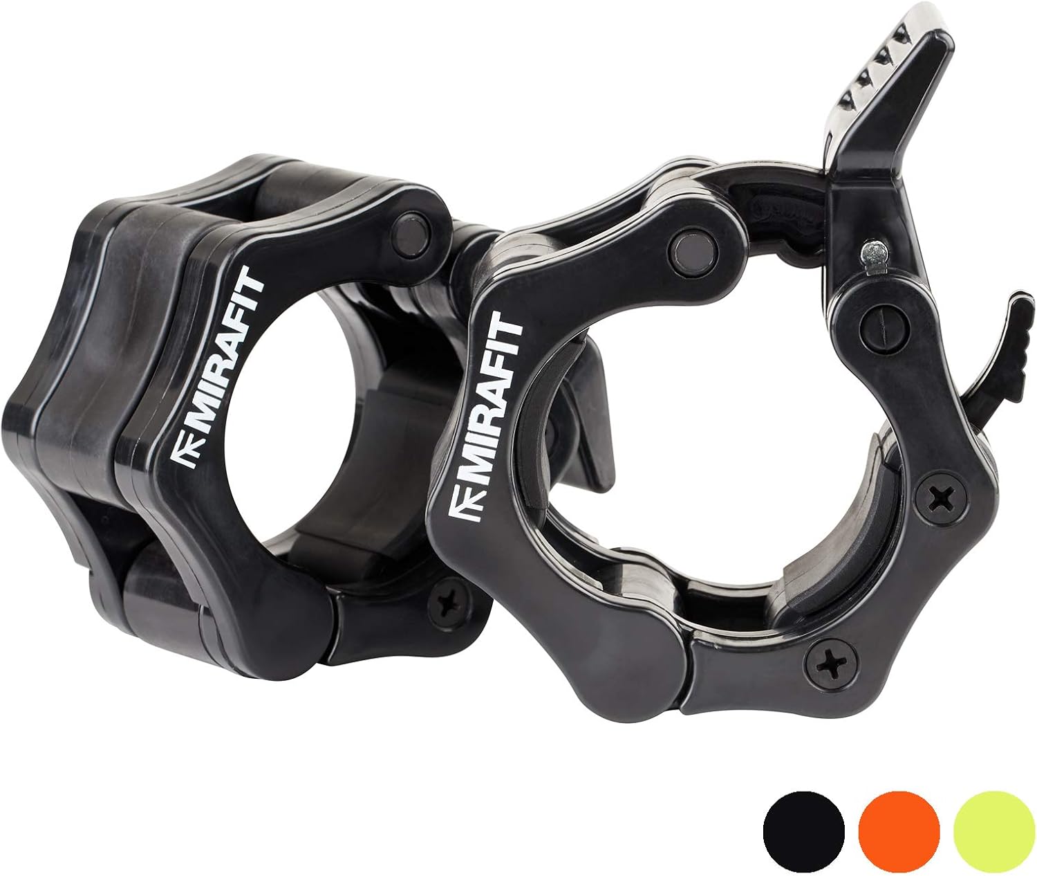Mirafit Pair of 50mm Olympic Weight Bar Clamp Collars Black, Green