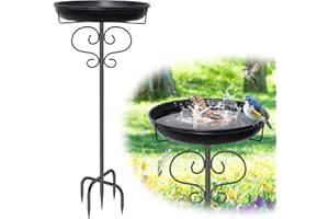 DAYSUP 40In Bird Baths for Outdoors, Metal Birdbath Birdfeeder with Heavy Duty 5 Prong Stake, Vintage Detachable Bird Bath Wa