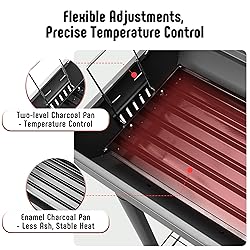 Feasto BBQ Charcoal Grill with Side Table, 30-In