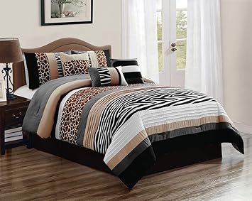 Amazon Com Kinglinen 11 Piece Nolan Safari Bed In A Bag Set Queen
