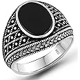 Genuine Solid 925 Sterling Silver Black Onyx Ring for Men