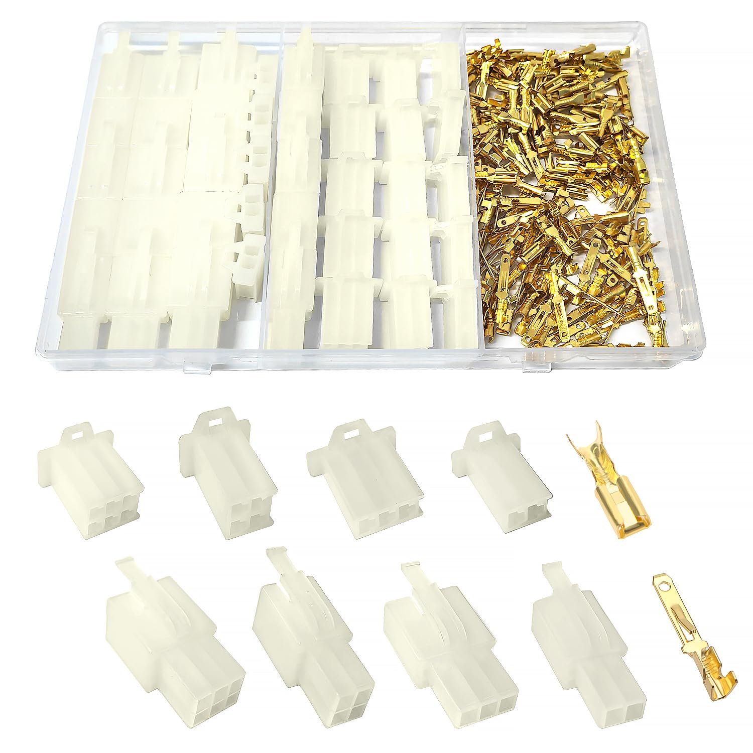 YIXISI 190 PCS 2.8mm 2 3 4 6 Pin Automotive Electrical Wire Connectors Kit, Male/Female Wire Connector Housing and Pin Header Crimp Wire Terminals, for Motorcycle, Bike, Car, Boats