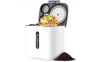 MERIOR 4L Electric Composter for Kitchen, Compost Bin for Countertop with Auto-Cleaning/Odor-Free/LED Display, Turn Kitchen Waste to Dry Compost Fertilizer, Indoor/Outdoor Compost Machine. Whites4