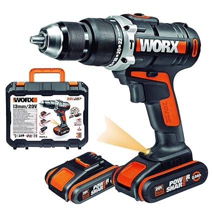 Worx Wx372 Trapano Avvitatore Con Percussione A Batteria 20 V Nero