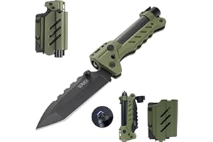 VIPERADE VAK6-S Survival Multitool with Folding Knife, LED Flashlight and Pulse Ignition, EDC Pocket Knife for men, Rechargeable Flashlight with Belt Sheath (Green)