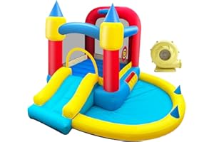 ROLONAL Inflatable Bounce House with Blower for Kids 3-10,Bounce House,Outdoor and Indoor Party Jumping Castle with Slide,116x103x74'' Toddlers Bouncer with Ball Pit