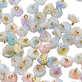 Valentine's Day Rose Flower Charms ARTISAMILY 20pcs Flower Bracelet Keychain Earring Charms Mini Cute Resin Floral Pendants with Gold Loop 9mm for Jewelry Making DIY Crafts