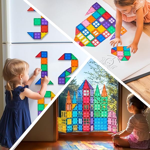 SYNCFUN 110PCS MAGNETIC BUILDING TILES – 3D MAGNET TILES WITH VEHICLE – CONSTRUCTION BLOCKS SET FOR KIDS – STEM SENSORY LEARNING EDUCATIONAL TOYS BIRTHDAY GIFT FOR 3 4 5 6 7 YEAR OLD