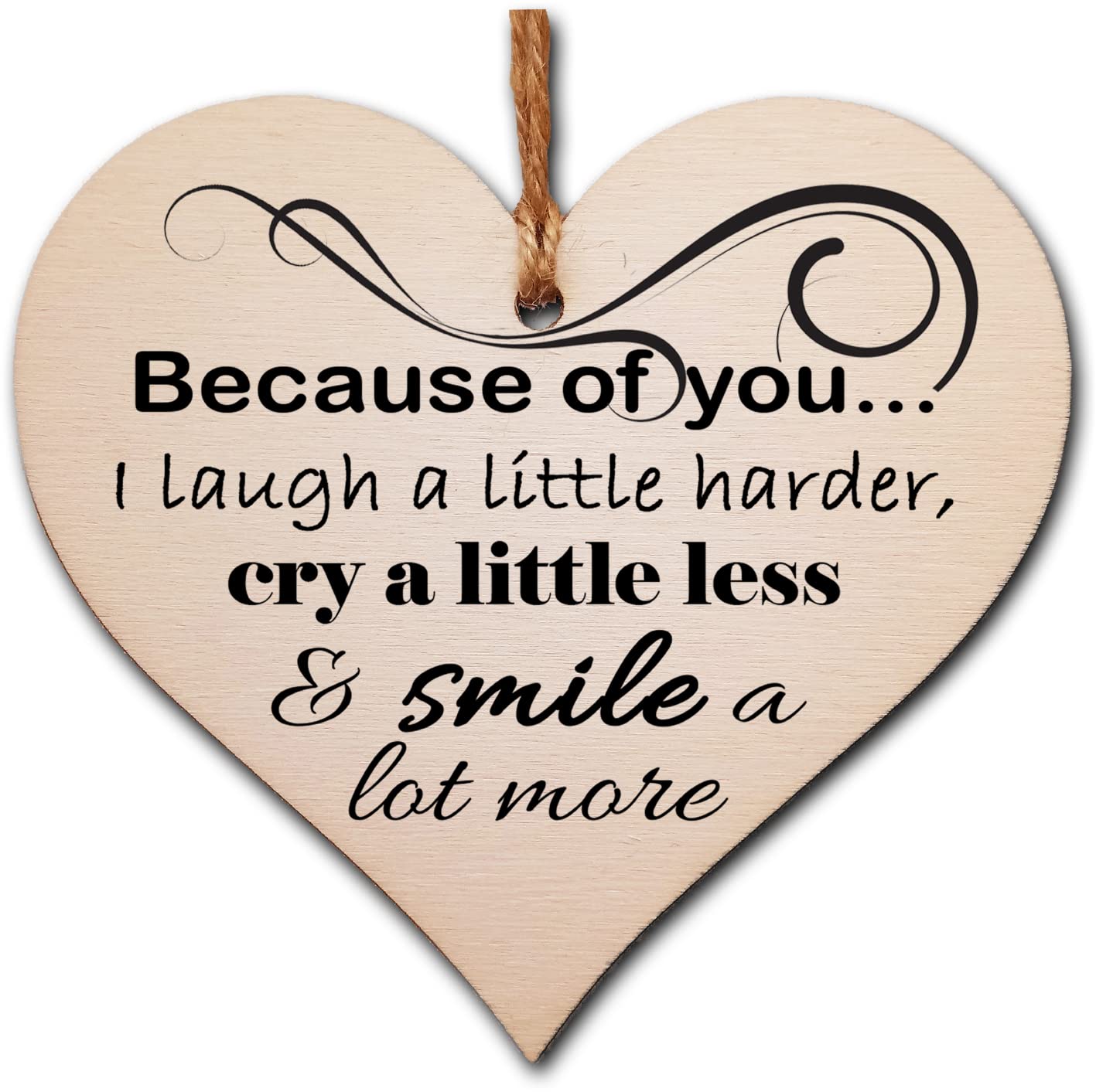 Inspirational Wooden Heart Sign – Hanging Home Decor with Uplifting Message – Great Gift for Her, Bedroom, Office, or Hallway