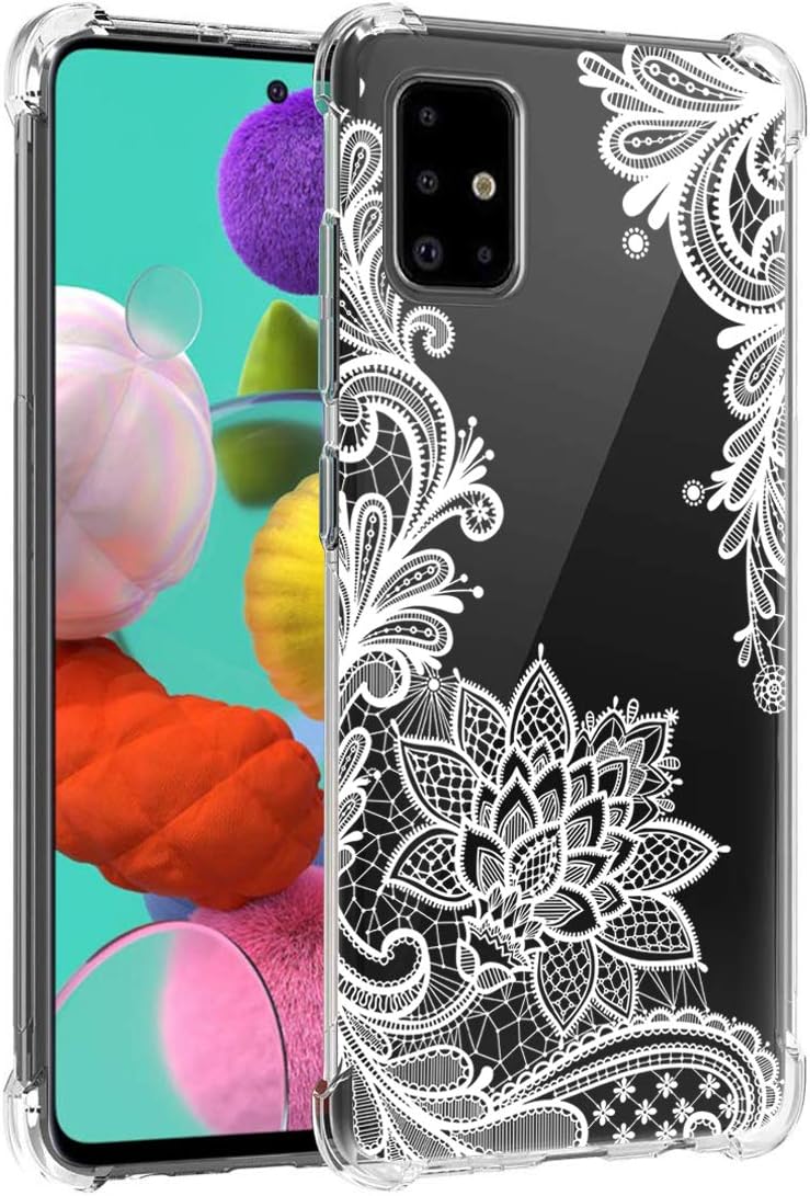 sidande Galaxy A51 Case (Not Fit A51 5G), Shockproof Clear Floral Soft Flexible TPU Slim Phone Protective Case Cover for Samsung Galaxy A51 (Mandala)