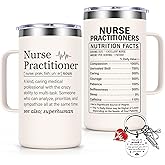 Lifecapido Nurse Practitioner Gifts for Women, NP 20oz Insulated Coffee Mug with Keychain, Appreciation Christmas Gift Nurse Practitioner Gifts for NPs, Creamy