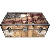 C&N Footlockers Designer Trunk - Fourth of July Americana Storage Trunk - Rustic Americana - 32x18x13.5 Inches