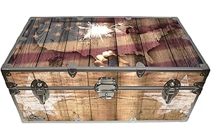 C&N Footlockers Designer Trunk - Fourth of July Americana Storage Trunk - Rustic Americana - 32x18x13.5 Inches