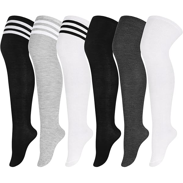 Amazon.com: Apoway 6 Pairs Plus Size Thigh High Socks Warm