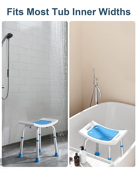HOMLAND SHOWER CHAIR FOR INSIDE SHOWER, 400 LBS ADJUSTABLE SHOWER STOOL WITH SUCTION FEET, SHOWER SEAT FOR INSIDE TUB BATHROOM BENCH BATH CHAIR FOR ELDERLY AND DISABLED – LIGHT BLUE
