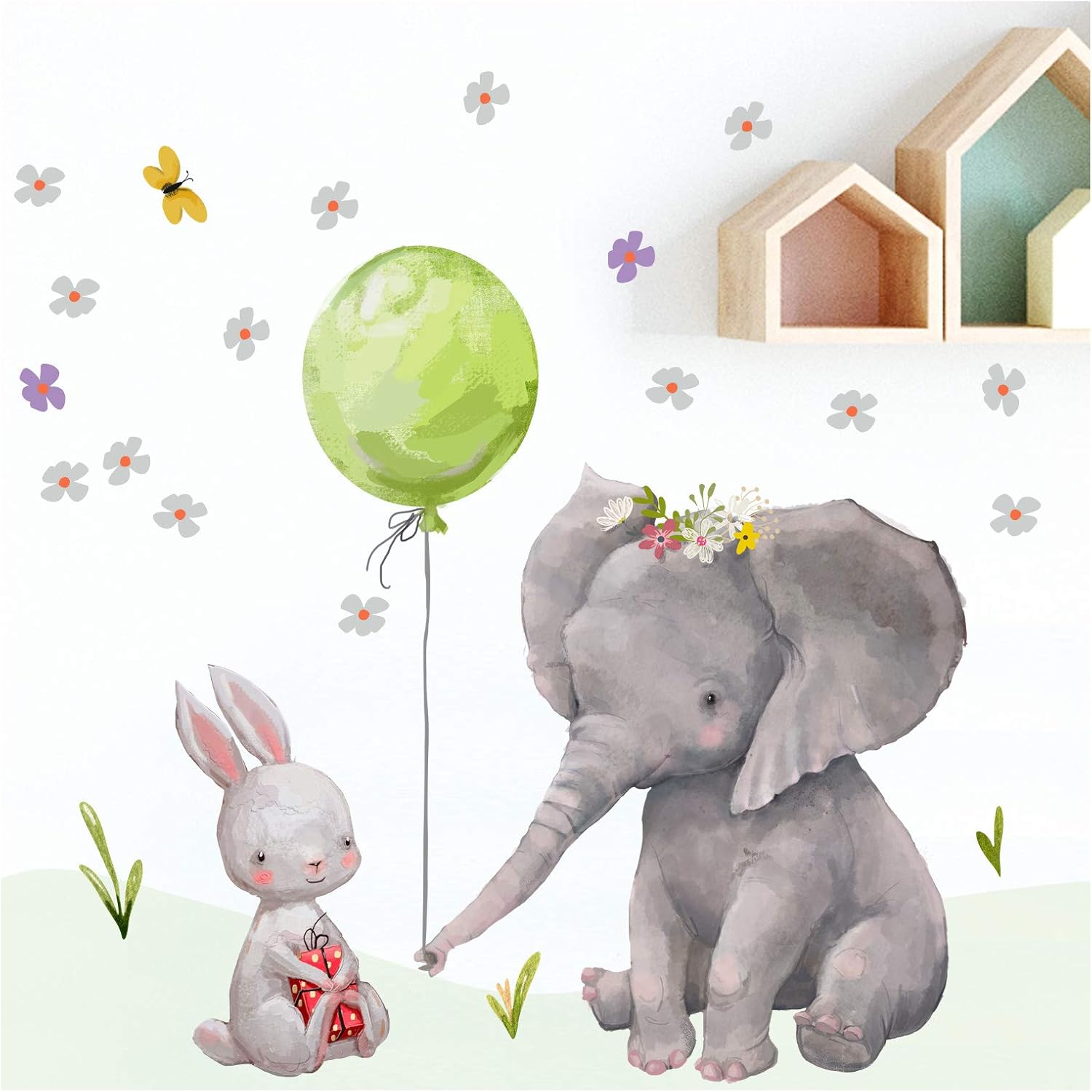 Little Deco Wandtattoo Babyzimmer Hase und Elefant I S