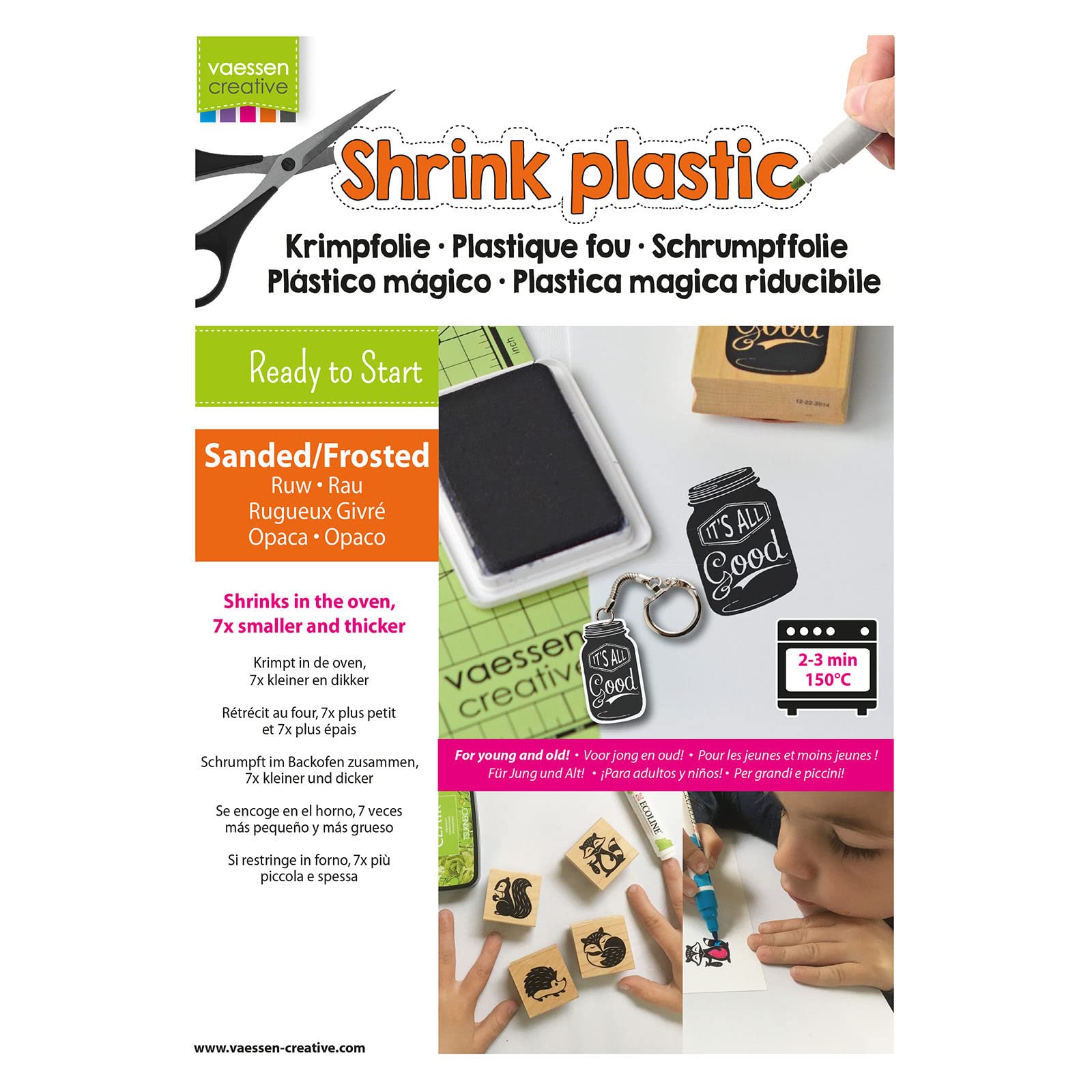 Vaessen Creative Schrumpf Kunststoff, gefrostet, 250 Blatt, 21 x 30 cm, Fun Arts and Crafts Projekte für alle Altersgruppen, Frosted