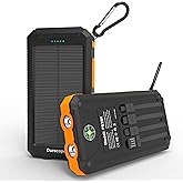 Durecopow Solar Charger Power Bank 20,000mAh, Portable Charger, 4 Cables 3 Ports Fast Charging External Battery Pack with USB C for Cell Phones, Solar Panel Charger with Dual Flashlight for Camping