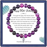 90th Birthday Gifts for Women, Amethyst Beads Birthday Bracelet for Woman Truning 90 Years Old Jewelry Gift for Her Women Mom Sister Best Friend Wife Grandmother Birthday Gifts