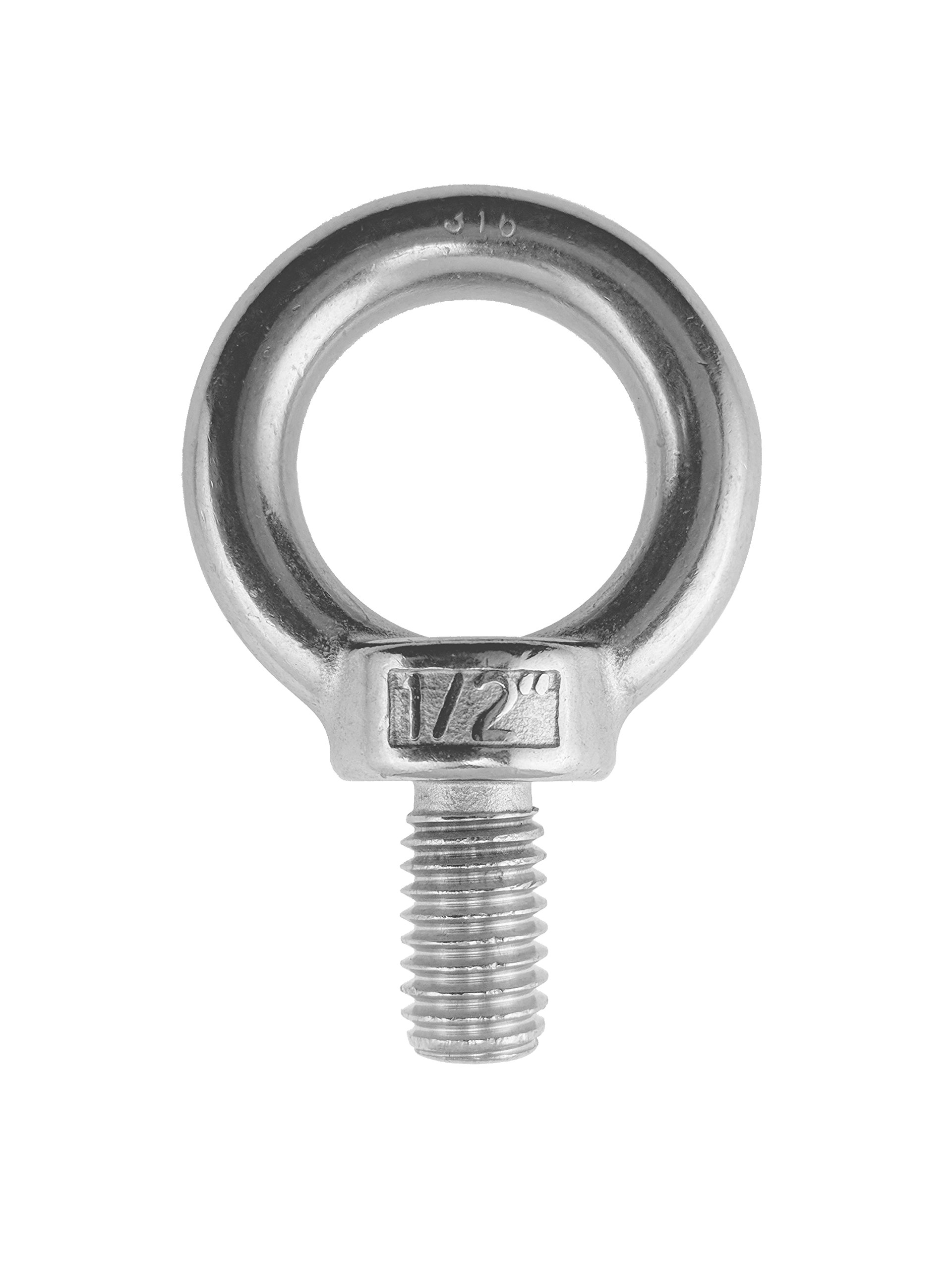 Stainless Steel 316 1/2" Lifting Eye Bolt 1/2" UNC Marine Grade