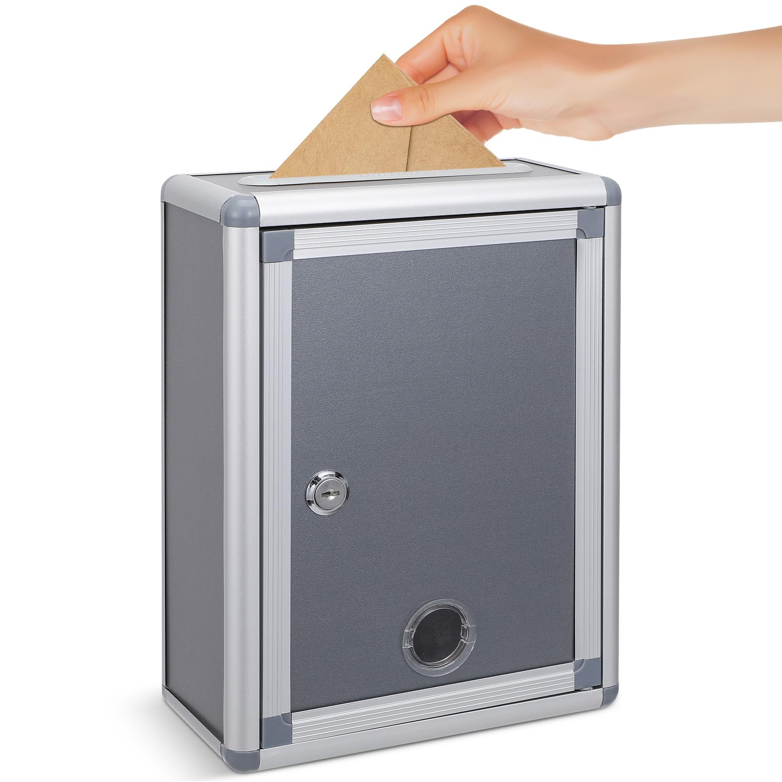 Suggestion Box Lockable, Ballot Box with Lock and Keys, 27x20x9.5cm Wall Mounted Letter Boxes- Outdoor Post Boxes for Home, Office, School, Hotel, Charity Collection Office, Customer Centre