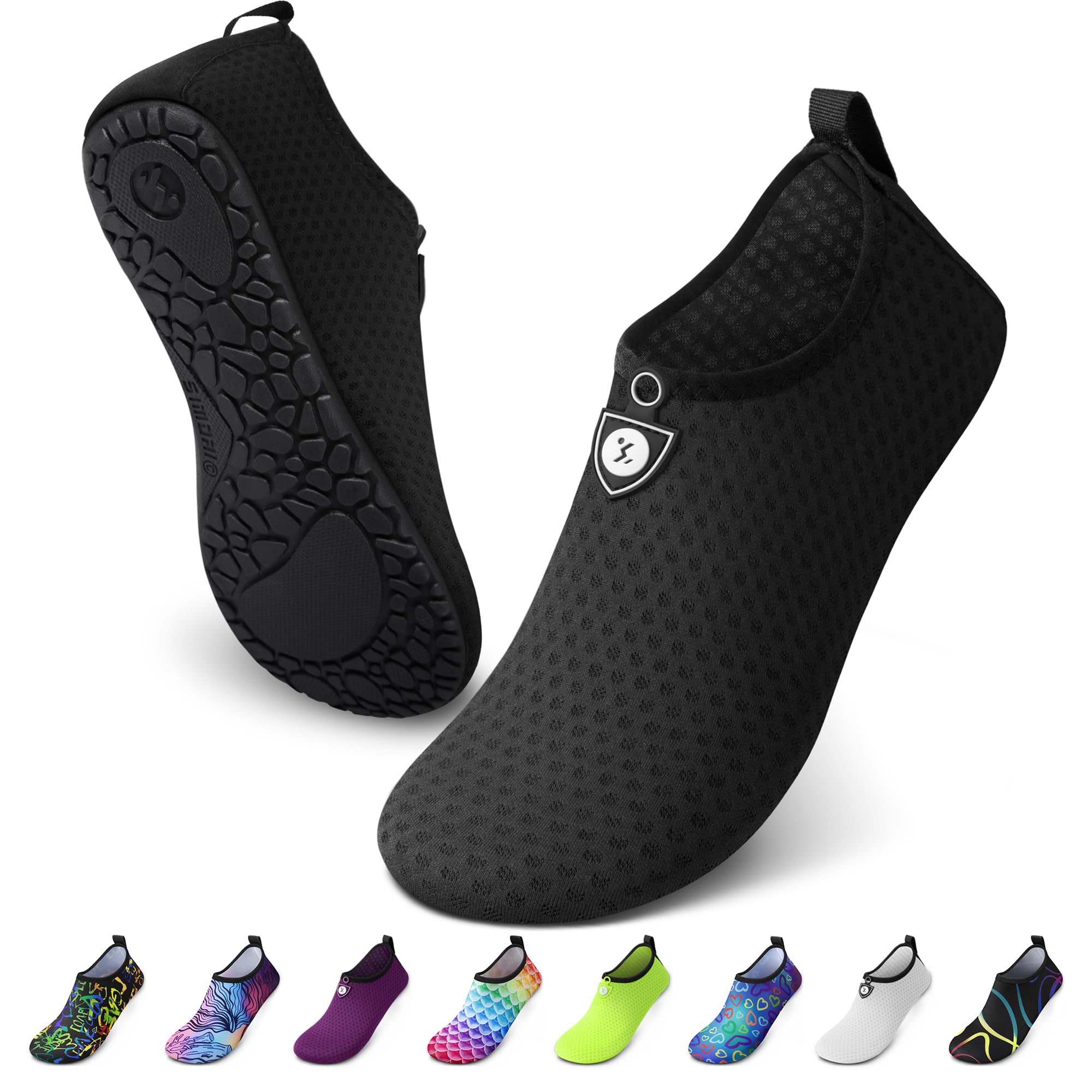 Men's Water Shoes Aqua Socks - Beach, Surf, Pool, Yoga - Black, Sizes 8-13 (Runs Small, Size Up!)