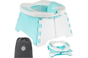Jool Baby Portable Potty Training Chair with Travel Bag and 30 Liners, Foldable, Indoor/Outdoor Use, Camping (Aqua)