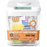 Kitchen Safe Time Locking Container, Medium, White Lid + 5.5&rdquo; Clear Base | kSafe Medication Lock Box, Break Bad Habits Quit Smoking, Snacking, Drinking &amp; Gaming Addiction, Phone Jail, Family Time