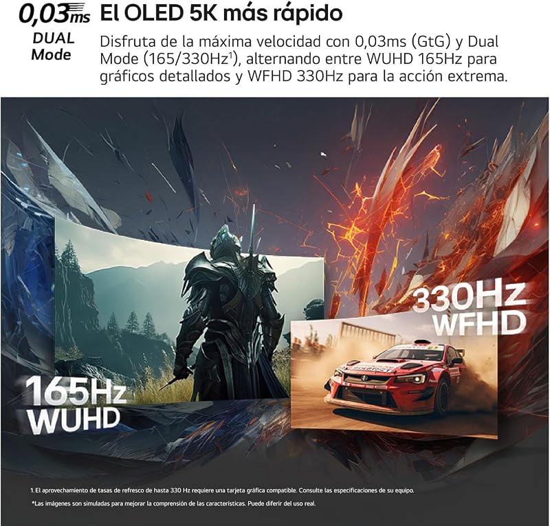 Monitor Ultragear Gaming 45GX950A-B - 45'', OLED, 5K2K, 165 Hz