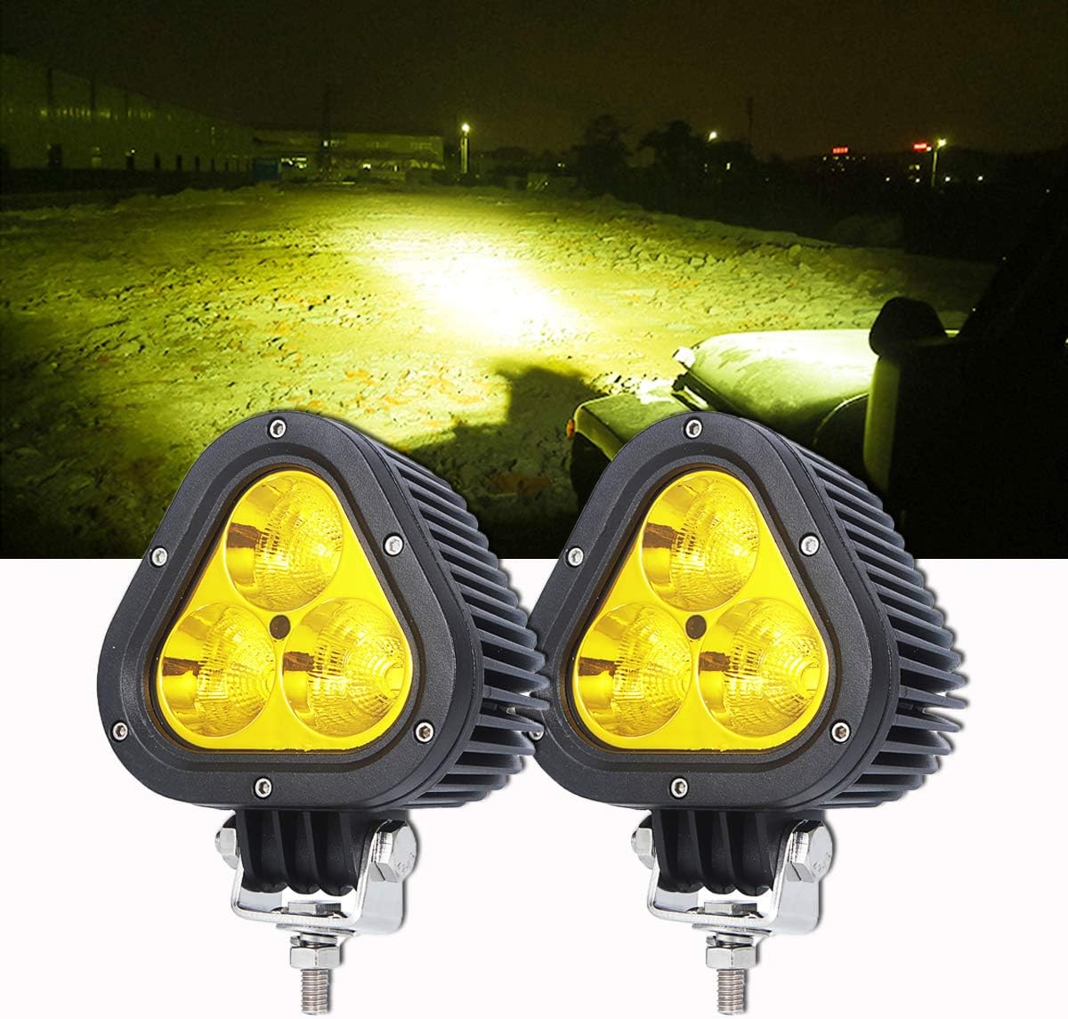 Samlight Yellow LED Light Bar, 60W 4 Inch 3000K Spot Flood