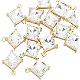Zicdije Pack of 20 Cubic Color Tinted Crystal Charms Bulk Gold Plated Square Pendants for Bracelets DIY Jewelry Making Supplies