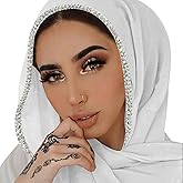 ANKOMINA Women Soft Chiffon Rhinestone Long Scarf Shawl Fashion Muslim Hijab Head Wrap Scarves