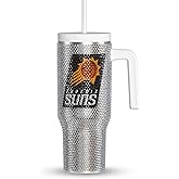 Hydrapeak x NBA Officially Licensed Phoenix Suns Voyager 40 oz Stainless Steel Bling Tumbler with Handle, Insulated Rhinestone Water Bottle With Straw & Lid, Includes Gift Box